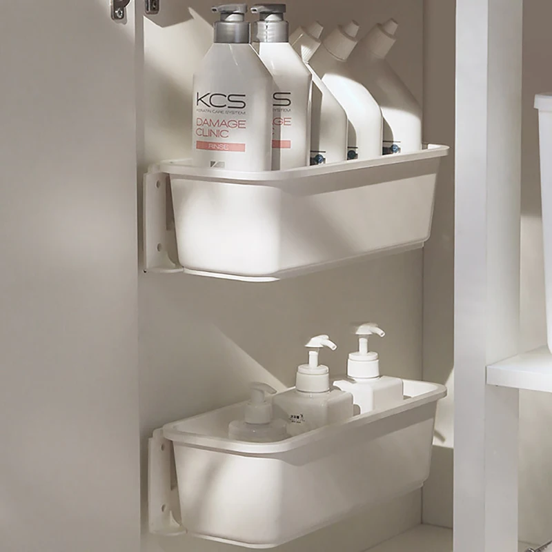 

1PC Multifunctional Hanging Storage Basket Push-pull Basket Stand Wall-mounted Plastic Chopstick Box Organizer Shelf Bathroom