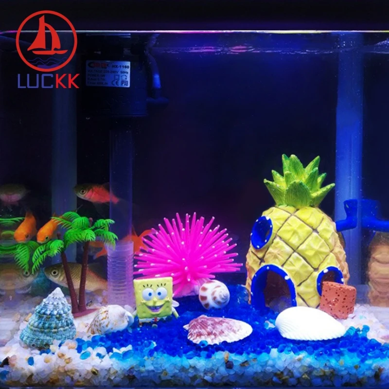 LUCKK Аквариум губка Боб и скворд Мультфильм Дом ананас Пасхальный Краб бургер украшения Декор Аксессуары для аквариумов детские подарки