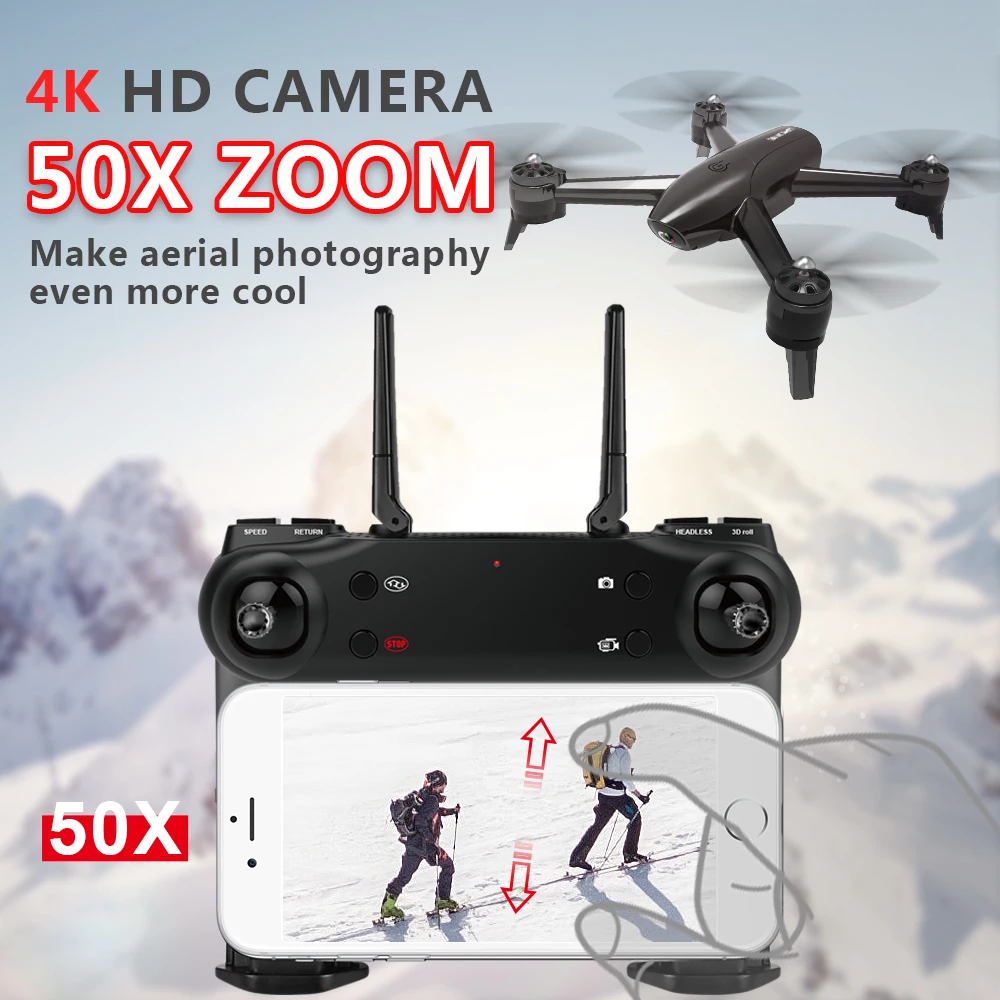 Профессиональный радиоуправляемый Дрон Wi Fi FPV Flow me 4K 1080P 720 HD Двойная камера видео