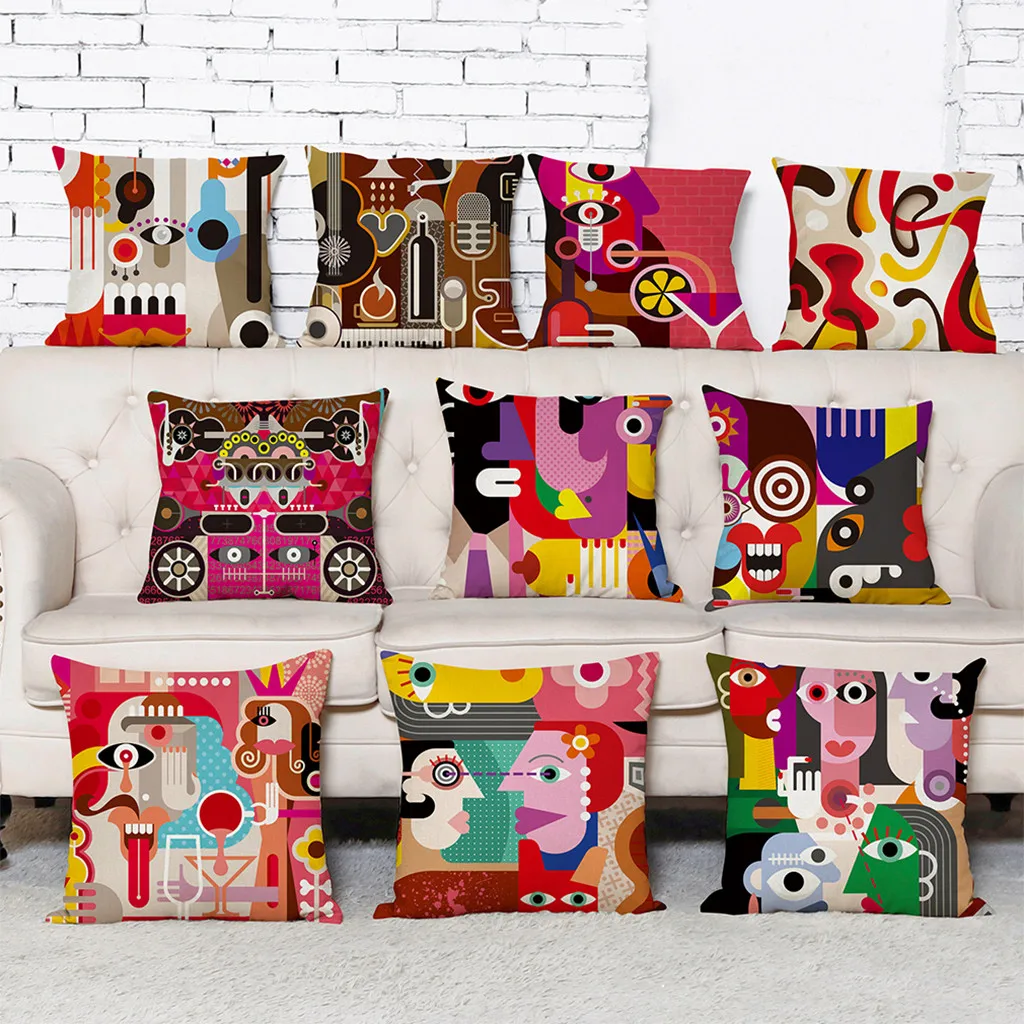 Домашние декоративные подушки хлопковая льняная Подушка абстрактное искусство