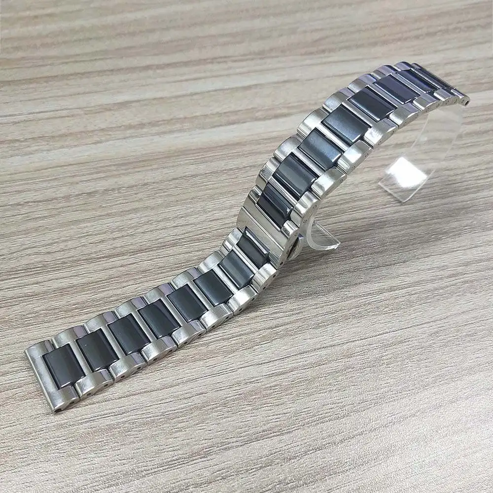 Black Керамика металлический ремешок для samsung Шестерни S3/Galaxy Watch Active/42/46 мм/20/22 мм ремешок для смарт-часов Garmin Vivoactive 3/Vivomove HR - Цвет ремешка: Black