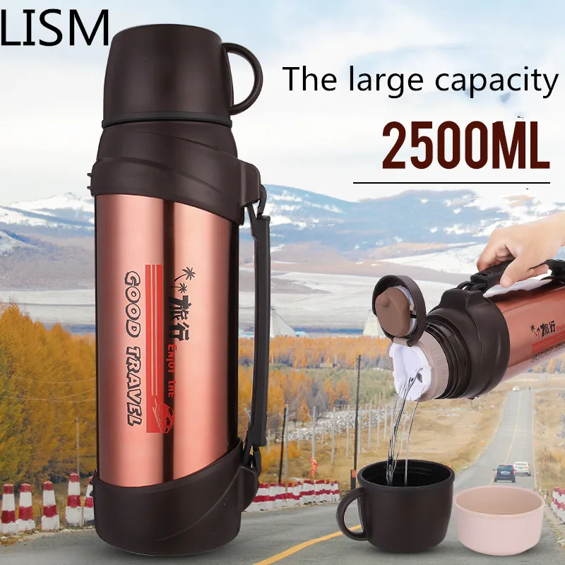 

304 Stainless Steel Outdoor Large Capacity Thermos Kettle 1200ML 1500ML 2L Car Outdoor Travel Cup Thermos Bottle Portable 2.5L