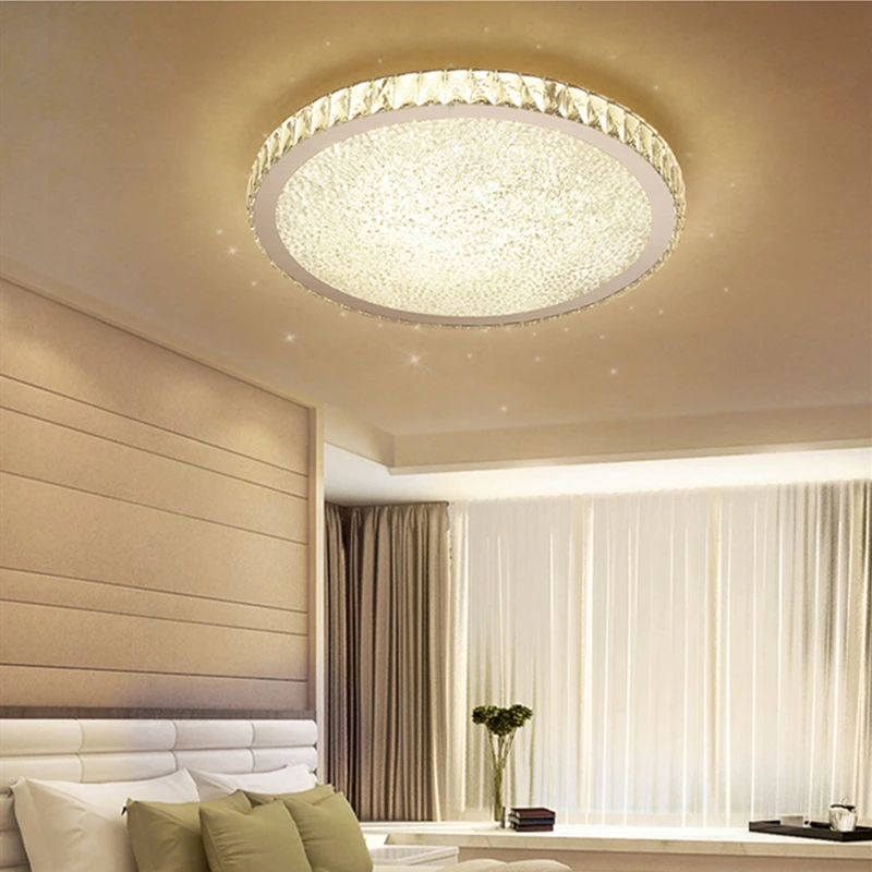 

Luxurious LED Pendent lights With Crystal Lampshade For Living Room Modern Amber/Clear Lustres Dimming Foyer pendent lamp