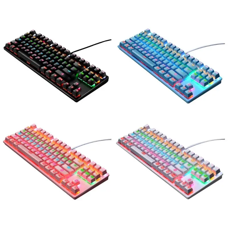 K550 Green Shaft Mechanical Keypad 87 Keys Gaming Keyboard with Colorful Light Effect for Windows XP/7/8/10 Systems