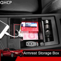 qhcp car central armrest storage box console trays pallets case door handle organizer storage box for alfa romeo giulia stelvio