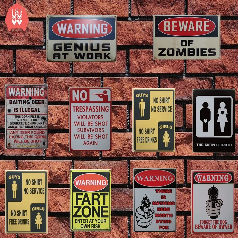 Немецкая овчарская собака ЗНАК Забавный металлический знак Предупреждение