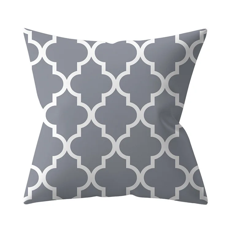 

1pc Nordic Throw Pillow Cover Home Decorative Pillowcase for Sofa Gray Geometry Cushion Cover Square Pillow Case Short Plush