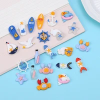 20pcs cartoon ocean series resin home handmade diy kid hair accessories key chain pendant phone shell patch decoration material