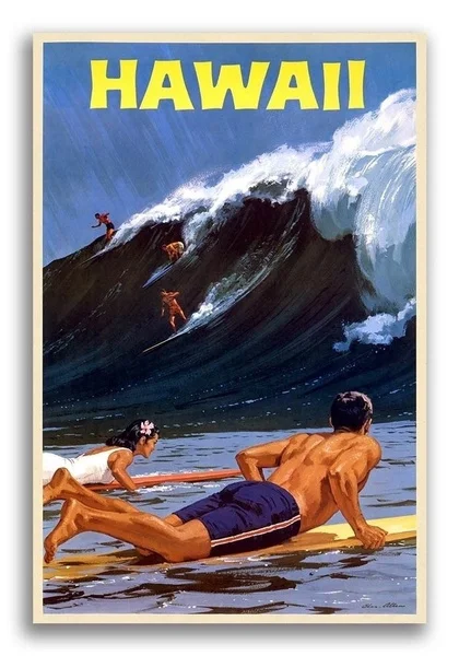 

Hawaii Vintage Style 1950s Surfing Metal Tin Sign