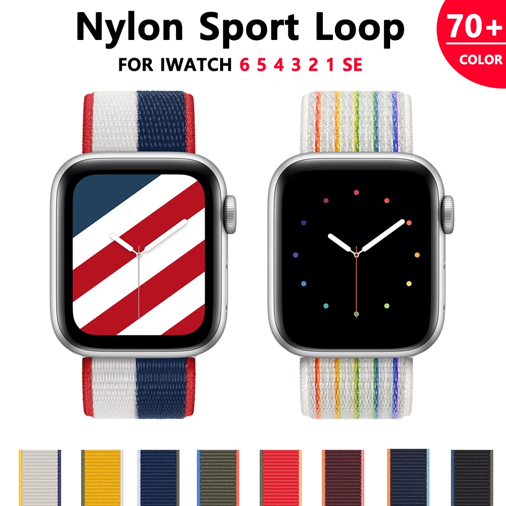 

Nylon Strap for Apple watch band 44mm 40mm 42mm 38mm 44 mm sports loop smartwatch wristband belt bracelet iWatch 3 4 5 6 se band