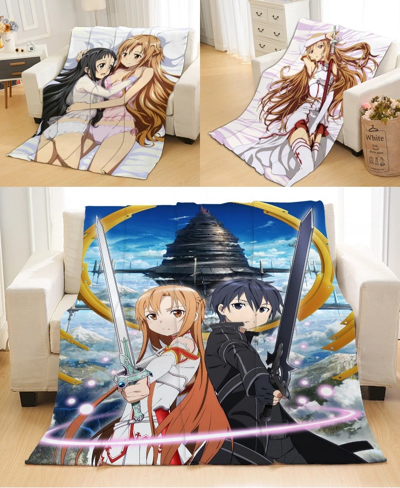 Новый аниме меч искусство онлайн одна сторона мультфильм SAO Yuuki Асуна одеяло