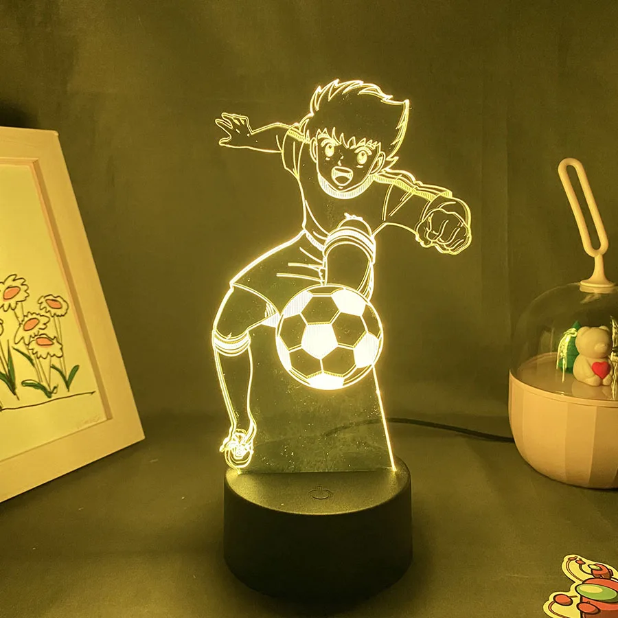 3D Светодиодная аниме-фигурка капитана Цубаса неоновый ночник Otaku рождественский