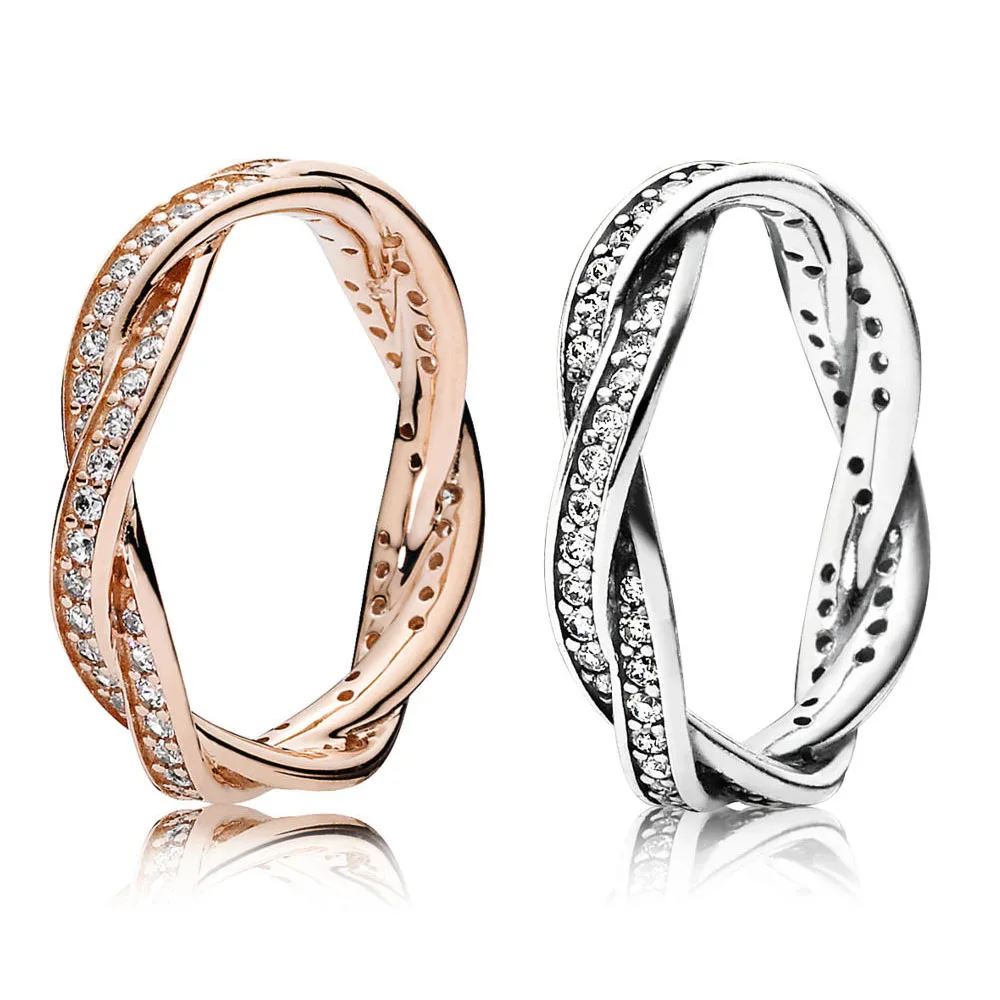 

925 Sterling Silver Ring Charms Diy Silver Rose Gold Crystal Diy Round Ring For Women Jewelry