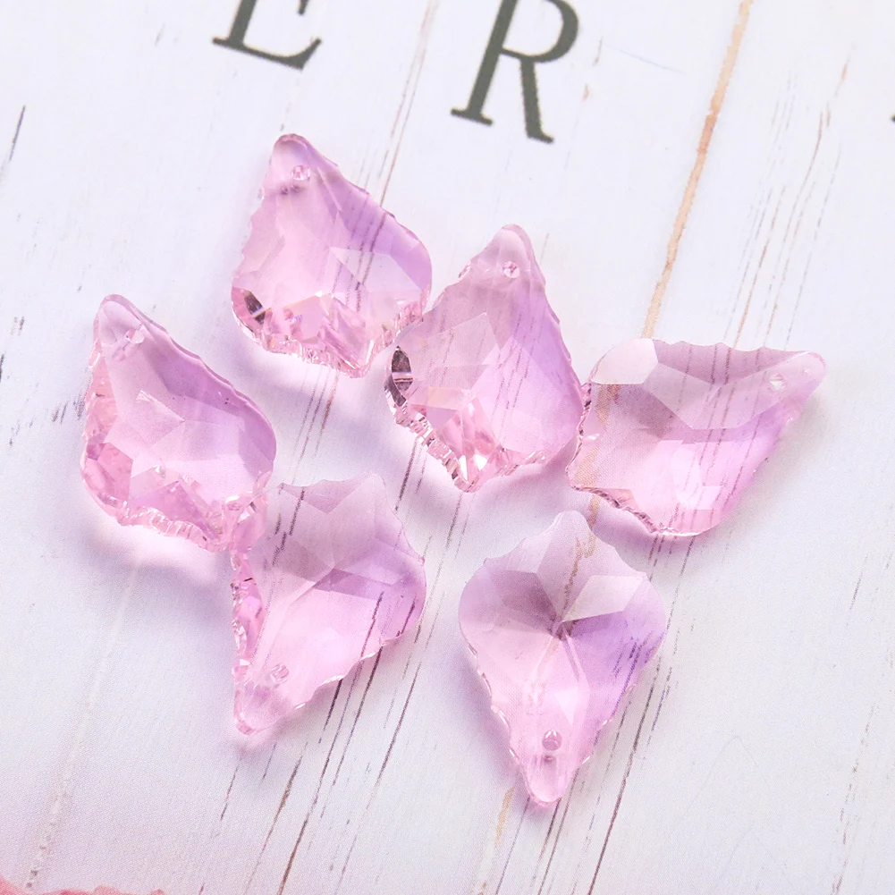 

10PC Maple Leaf Pink Crystal Glass Prism Chandelier Suncatcher Handmade Ornament Wedding Christmas Party DIY Scene Jewelry Decor