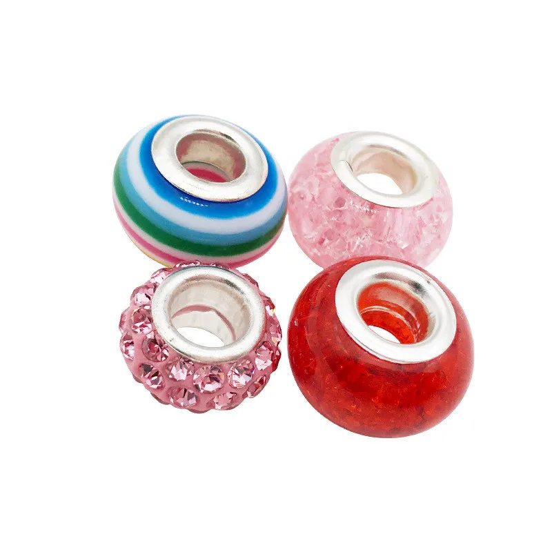 10 шт./лот разноцветные бусины из смолы с большим отверстием 5 мм для браслетов