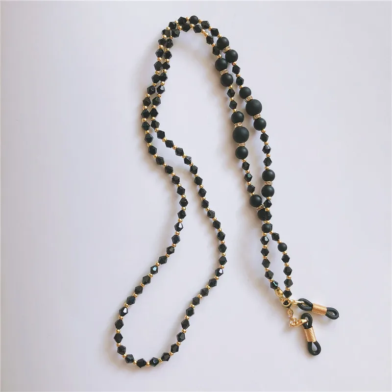 Золотистые черные цепочки для очков с хрустальными бусинами очки чтения