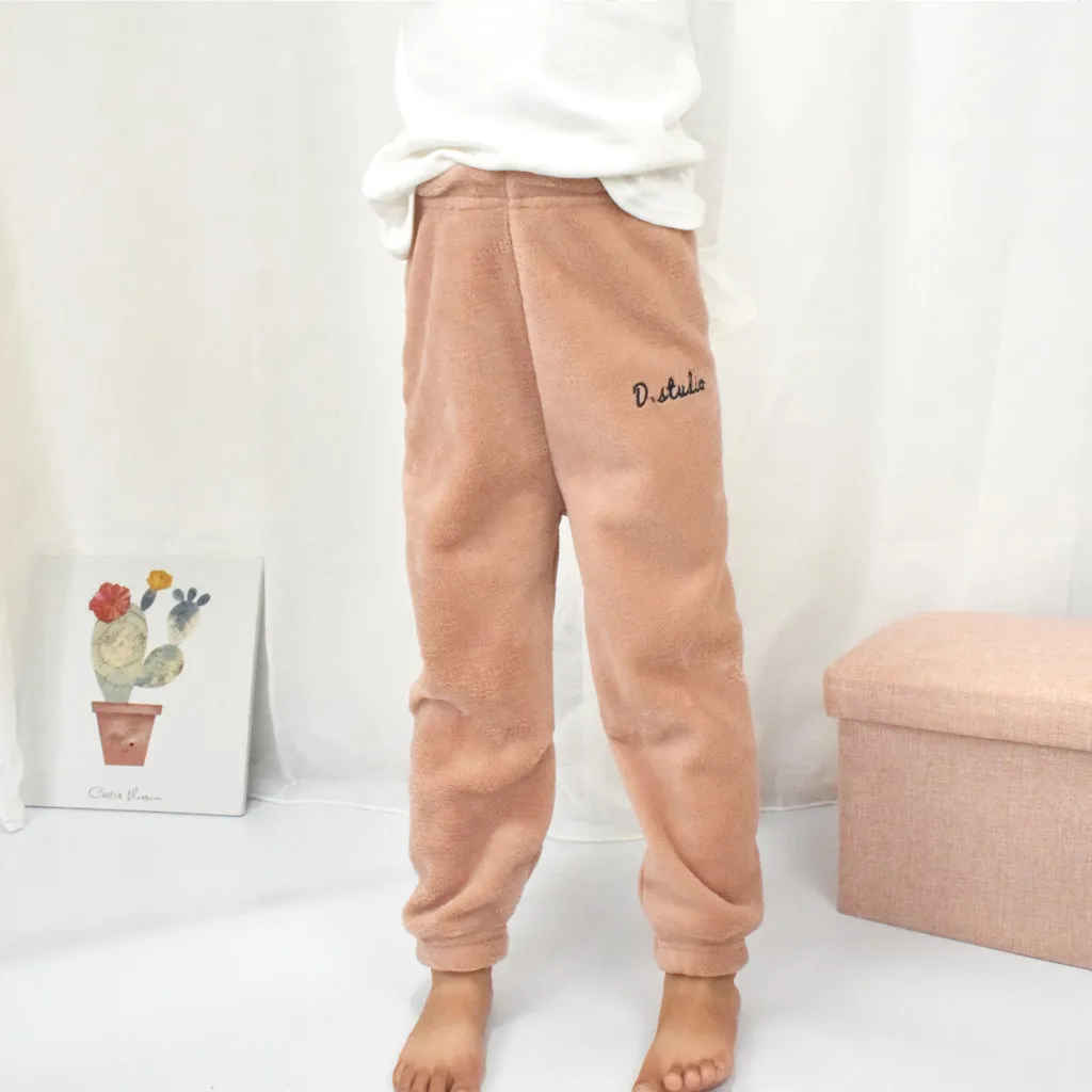 Детские хлопковые штаны для мальчиков и девочек повседневные зимние теплые