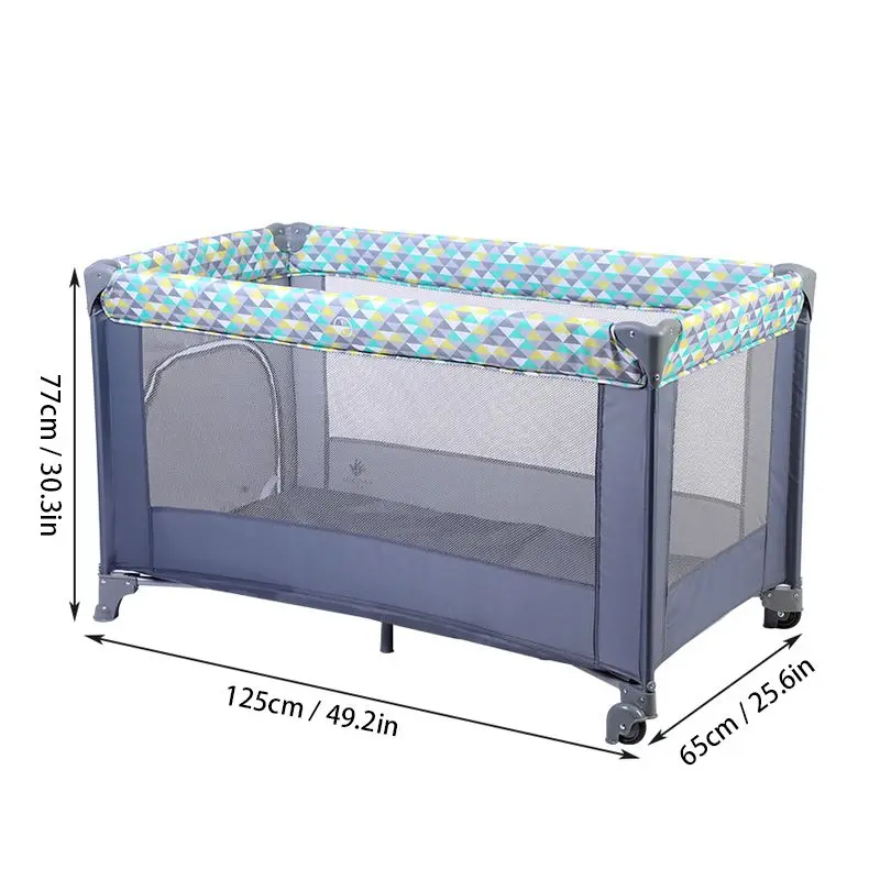 

Baby Playpen Children Safety Barrier Infant Playpen Foldable Portable Bed Kids For 0-6 Years Old Game Tent Railing W/ Carry Bag
