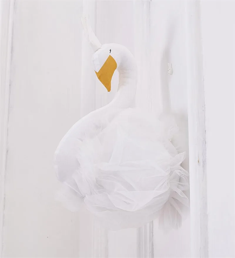 Скандинавский стиль Розовый Белый лебедь животные голова настенное крепление