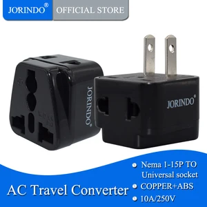 JORINDO Wholesale Black white 250v 10a copper Universal America 2 Pin AC power adaptor Plug USA Cana