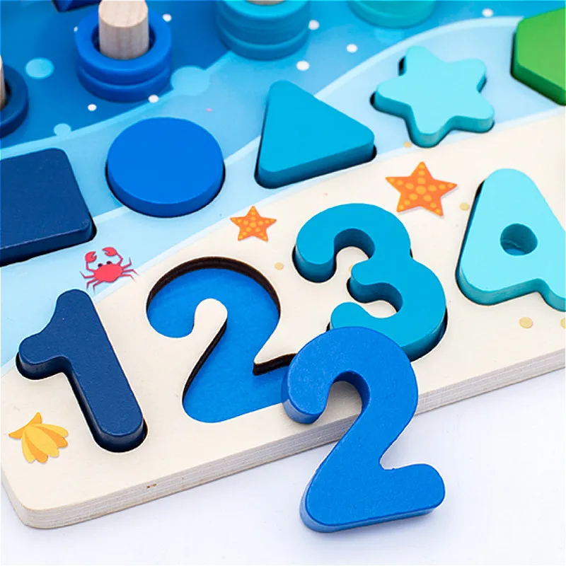 Juguetes educativos Montessori para ni&ntilde;os, tablero de juego de aprendizaje temprano de madera, en forma de color, para ni&ntilde;os de 3 a&ntilde;os-2