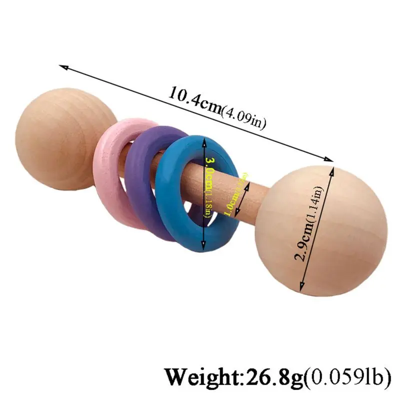 

Organic Wood Montessori Styled Baby Rattle Perfect Grasping Teething Toy for Toddlers Natural Wood Safety Paint