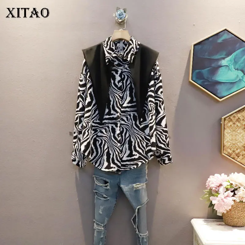 

XITAO Shawl Print Women Shirt Autumn Korean Version Loose Plus Size Women's Clothing Long Sleeve Single Breasted Shirt LDD2212