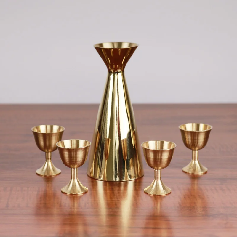 Home sake hand-made antique complex classical personality creative pure copper hip flask hot yellow liquor set | Дом и сад