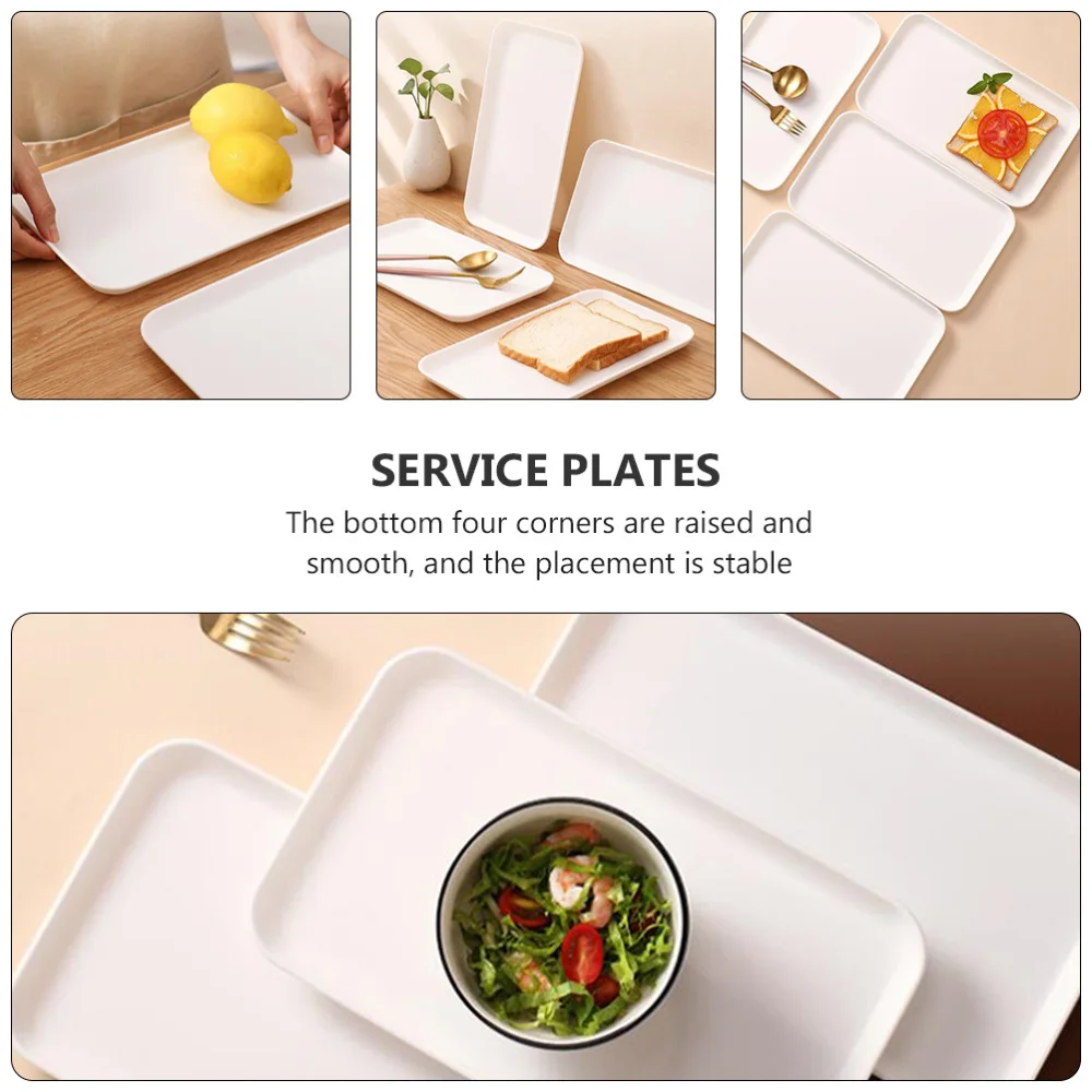 

2Pcs Rectangular Service Plates Household Simple Dessert Fruit Trays