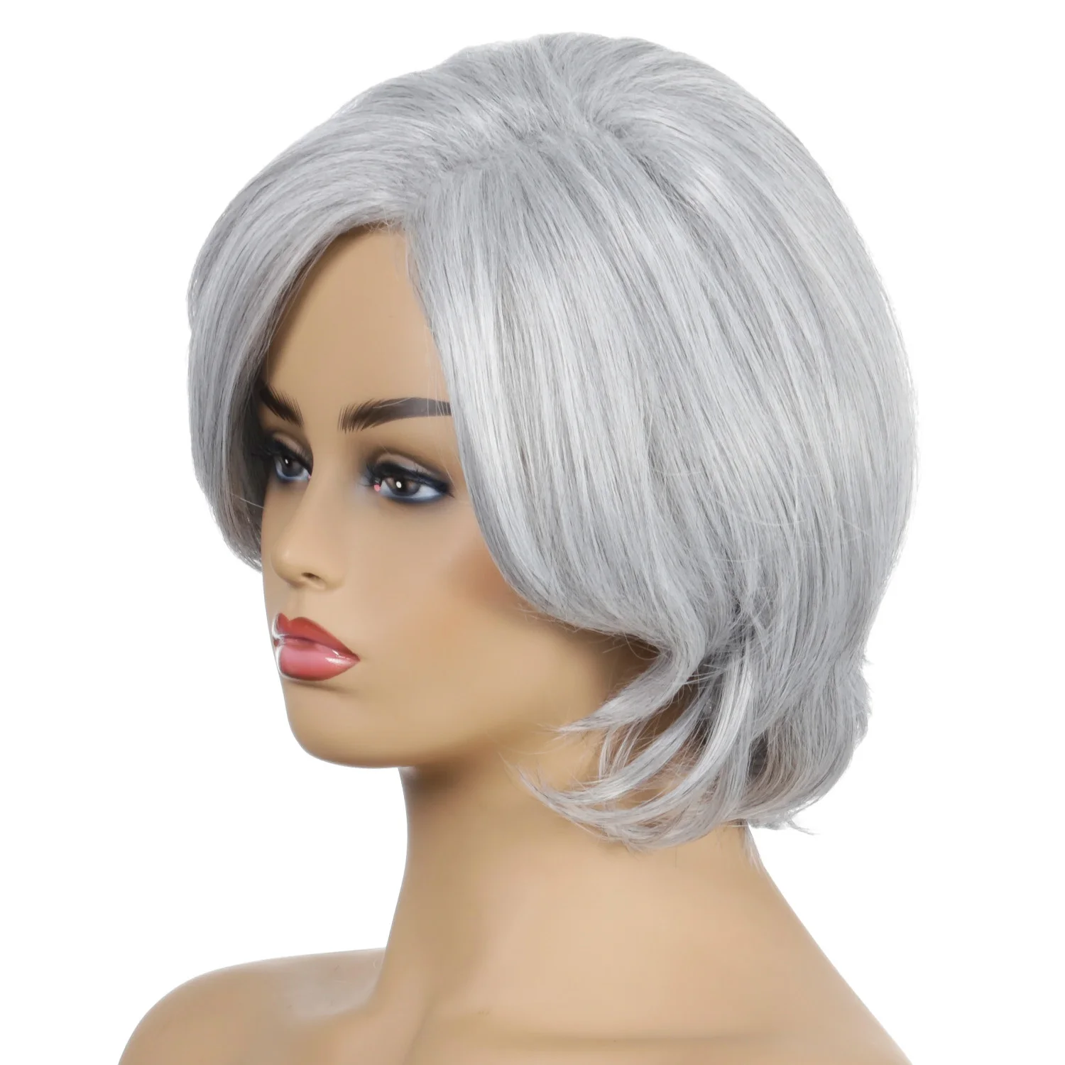 

Short Bob Wavy Wig for Women Synthetic Silver Gray Wigs for Party or Daily Use Heat Resistant Hairstyle wigs
