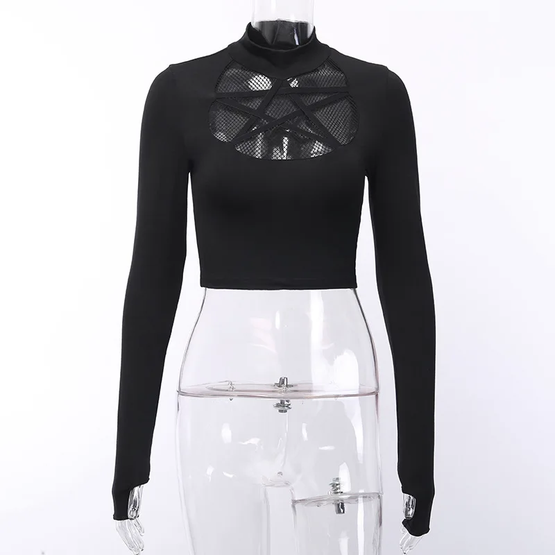 Женская водолазка с длинным рукавом вырезами 2020 | Футболки