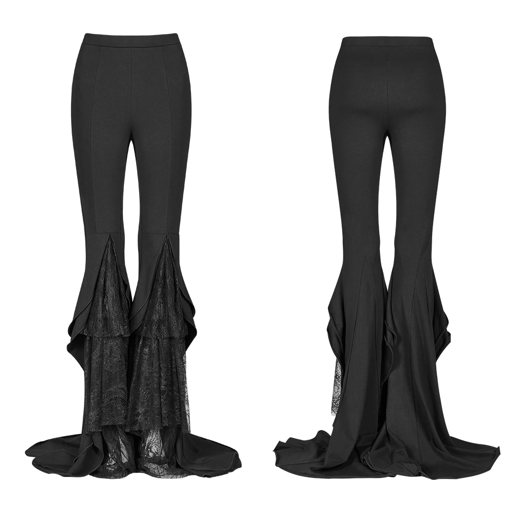 PUNK RAVE Women's Gothic Lace  Big Pendulum Trousers Punk Retro Sexy Party Club Holiday Flare Fashion Women Pants