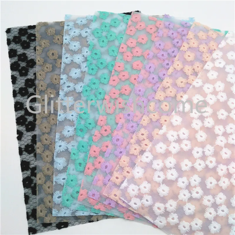 Glitterwishcome 21X29 см A4 Размер Вышивка Цветы на чистой ткани листы для бантов, GM617A