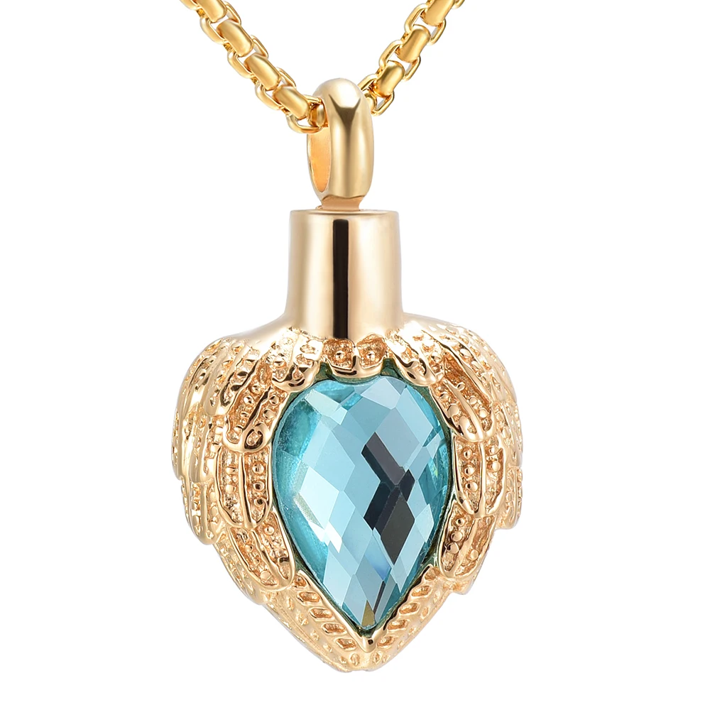 LL027 Золото Нержавеющая сталь Крыло ангела перо завернутый капля кристалл