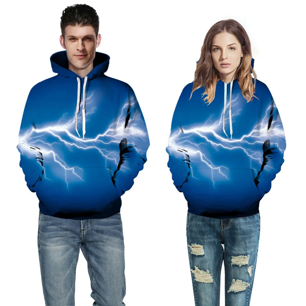 Мужская и женская блуза с 3D принтом длинным рукавом Парные толстовки толстовка