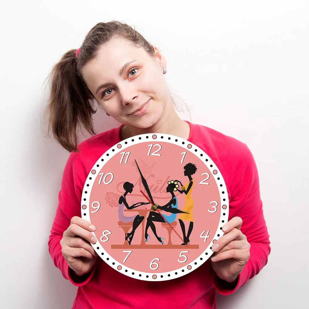 Современные настенные часы с именем парикмахерской на заказ студийный настенный