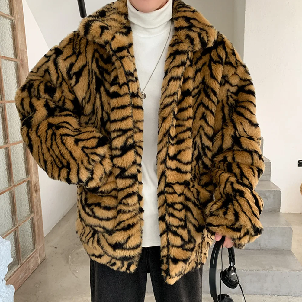 

2021 осенне-зимняя модная женская и мужская куртка из искусственного меха свободная теплая Толстая куртка с тигровым узором