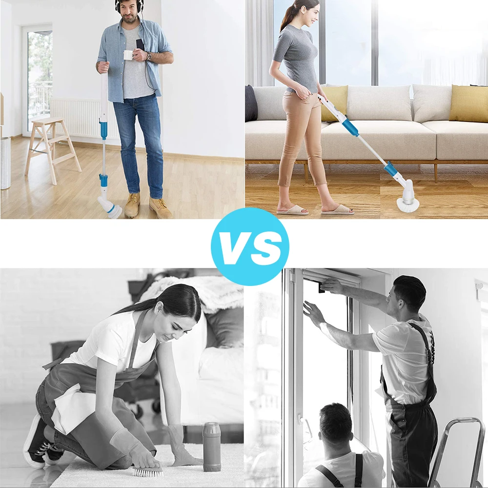 

Electric Spin Scrubber Cordless Rechargeable Bathroom Scrubber Cleaning Brush with Replaceable Brush Heads Extension Handle