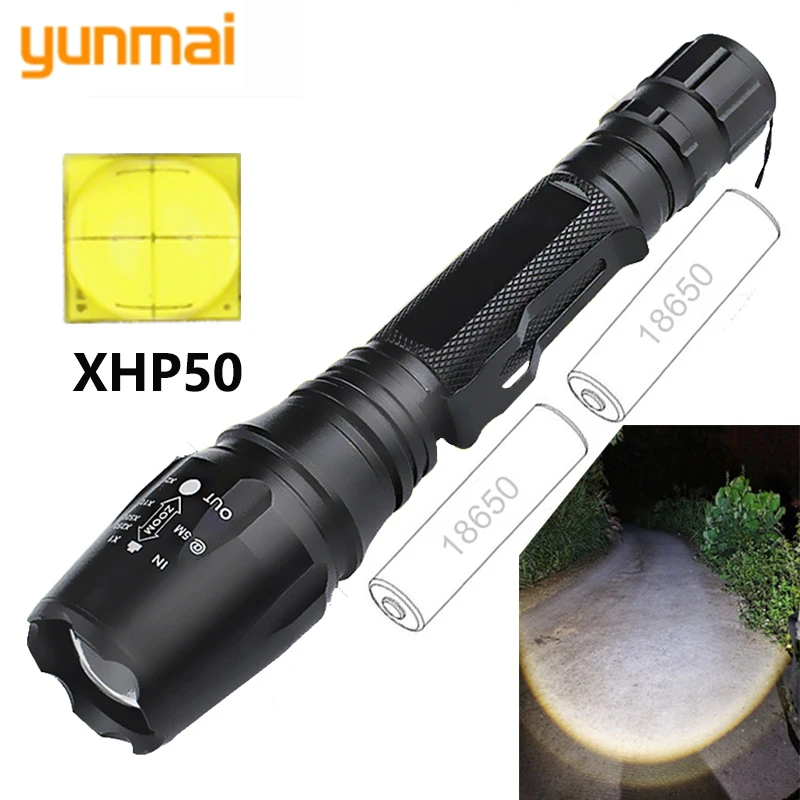 

Powerful Lights XHP50 Ultra Bright 18650 LED Flashlight Lamp USB Rechargeable T6 L2 Tactical Light18650 Zoom Camp Torch