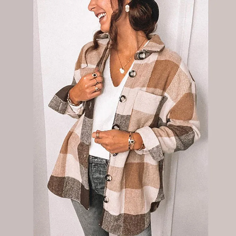 

2021 Женское пальто в винтажном стиле; Сезон осень клетчатый принт на пуговицах с карманами женский жакет уличная элегантная женская обувь ве...