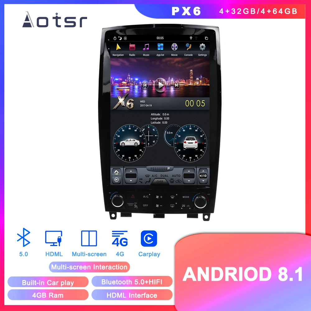 

Автомобильный GPS-навигатор в стиле Tesla, Android 8, для Infiniti QX50, EX25, EX35, 2008-2015, автомобильный радиоприемник, сенсорный экран, мультимедийный плеер