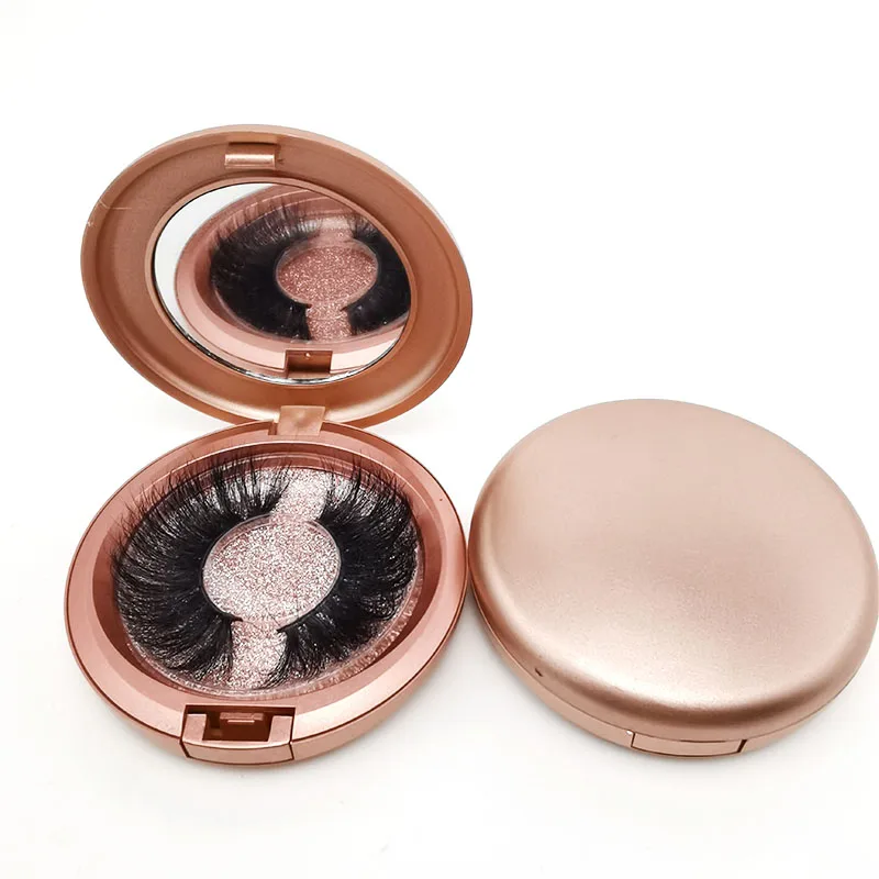 Пустой круглый чехол для хранения зеркальная коробка ресниц магнитная и