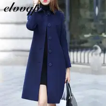 Женское шерстяное пальто на пуговицах, однотонное пальто в британском стиле с длинным рукавом, элегантная приталенная верхняя одежда с карманами, новинка 2021