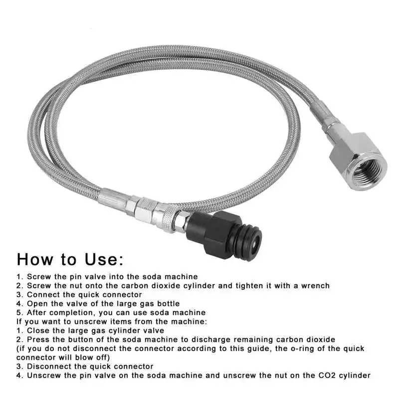 

W21.8-14 // TR21-4 1m Soda Hose Adapter Carbon Dioxide Gas Cylinder Refill Tools Silver