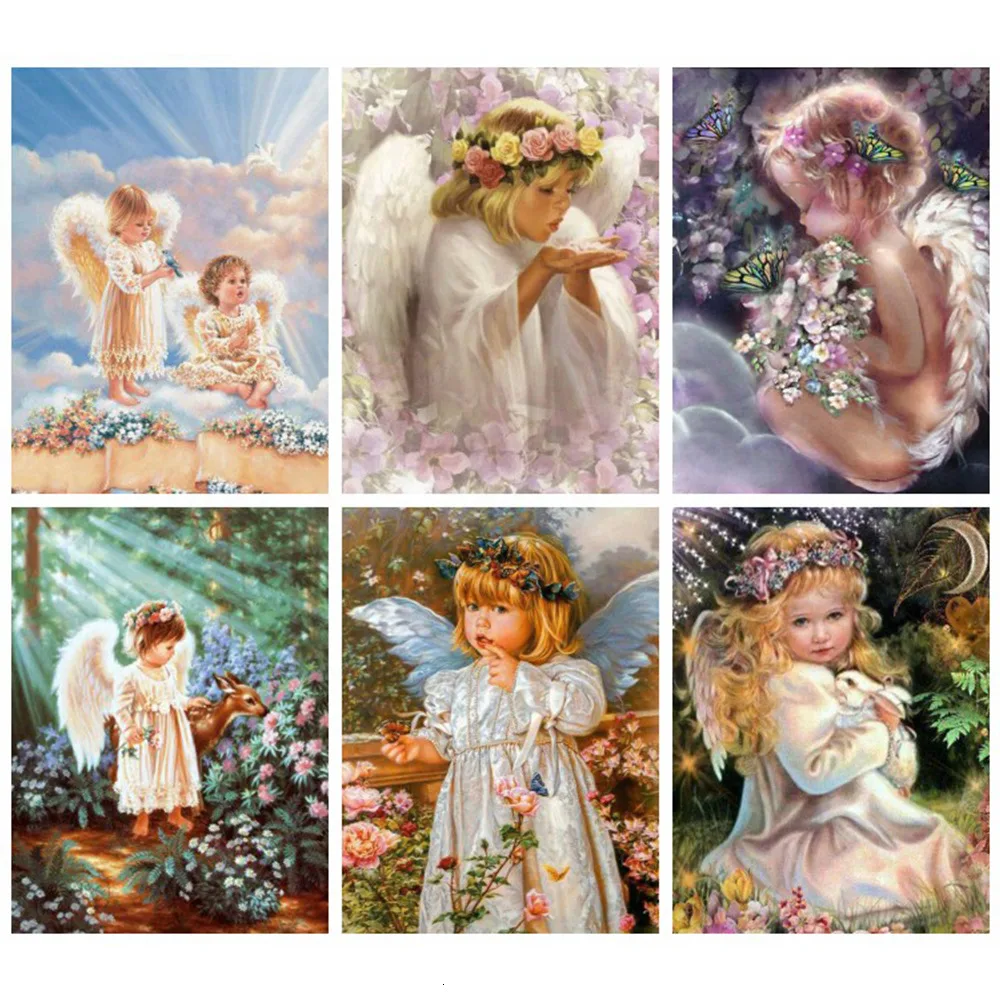 Huacan алмазная вышивка полная выкладка ангел мозаика распродажа дети картины из