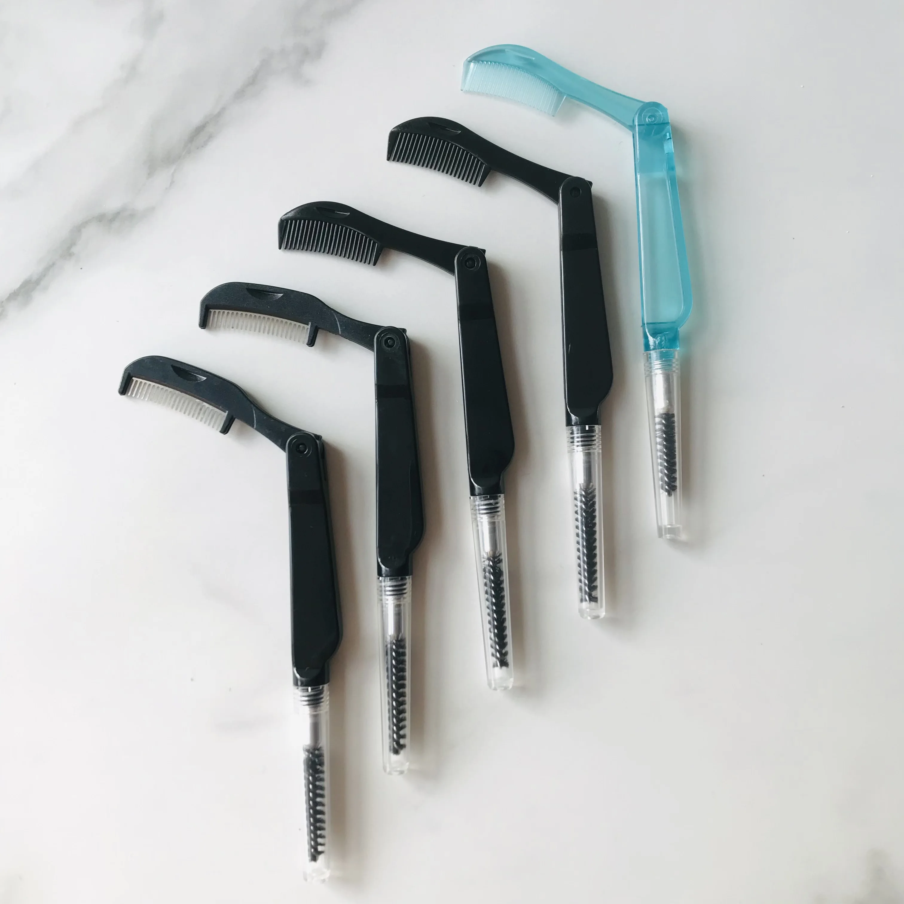 

20 pcs Dual End Brow Comb Lash Brush Mascara Wands Folding Eyebrow Lamintion Brushes Steel Metal Combs for Woman Makeup Tools