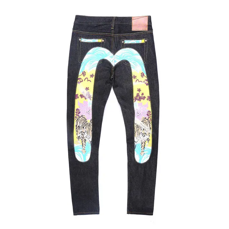Новинка года; модные повседневные мужские Джинсы Evisu наивысшего качества в стиле хип-хоп с вышивкой; Аутентичные Мужские дышащие прямые брюки - Цвет: Хаки