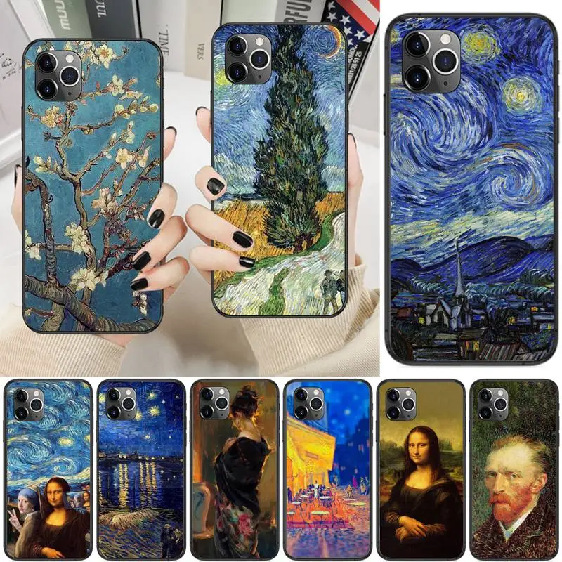 

Art Oil Painting Mona Lisa Van Gogh Phone Case For iPhone 13 12 11 Pro Max 11 XR XS Max X 8 7 6 5 SE 2020 Fundas Cover