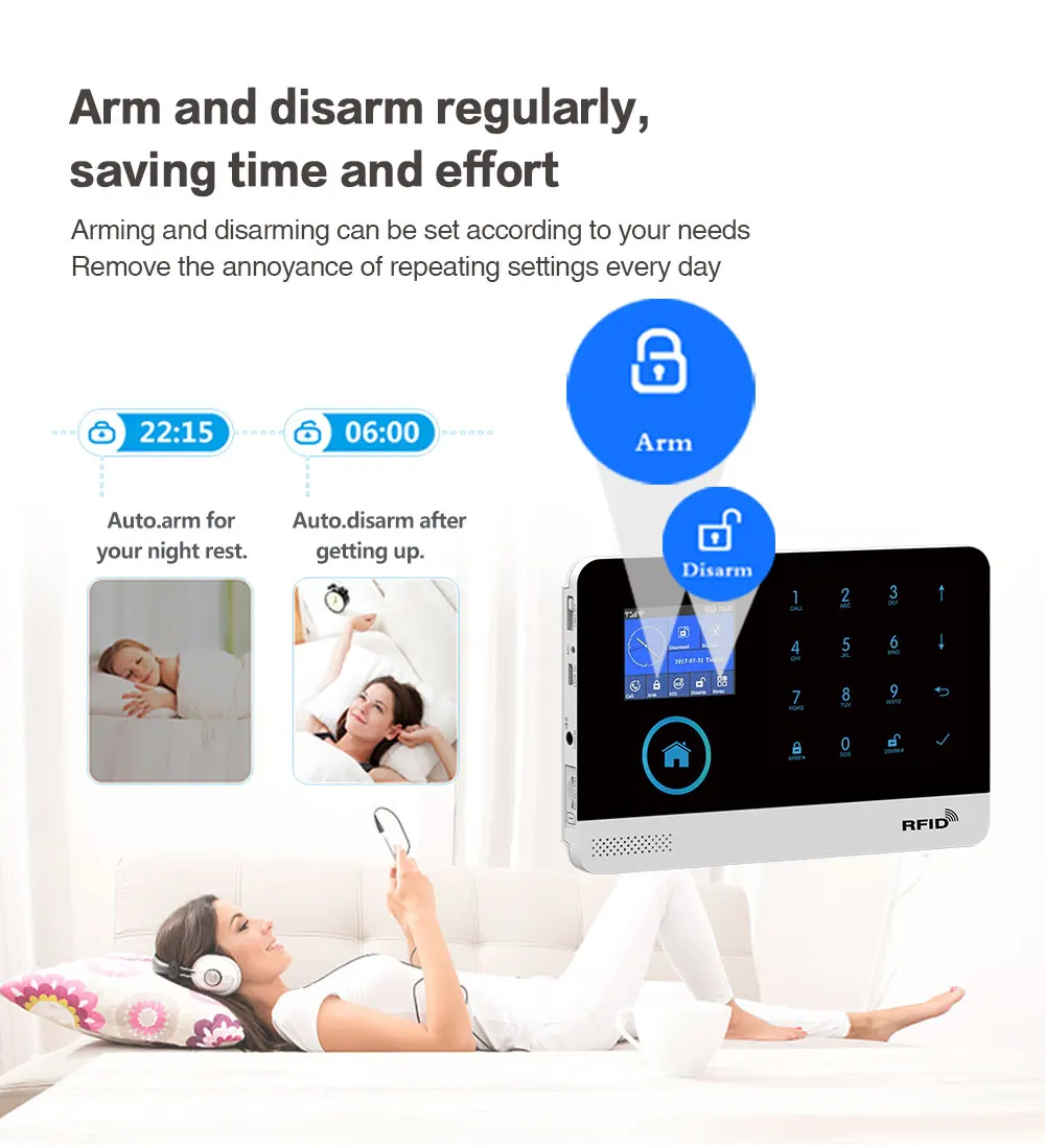 PG-103 4G 3G GSM Wireless Alarm System with IP Camera Tuya SmartLife APP Control for Home Security Alarm PIR Sensor Door Sensor