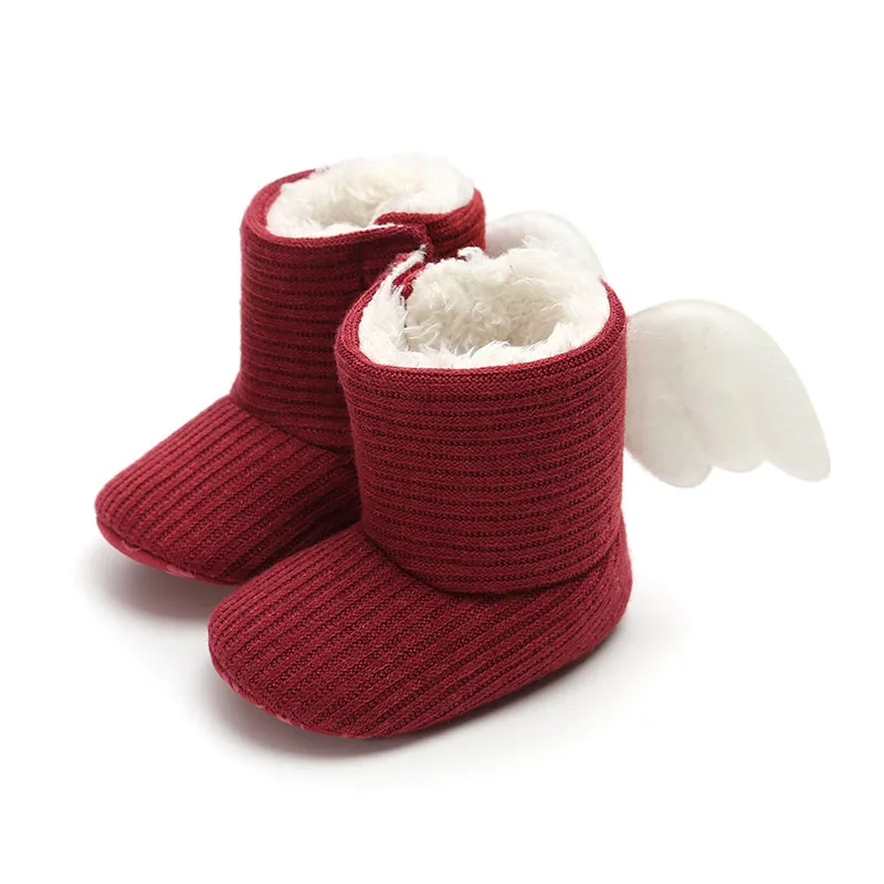 

0-12M Autumn and Winter Warm Boots Baby Plus Velvet Thickened High-top Toddler Shoes Solid Color Soft-soled Cotton Boots